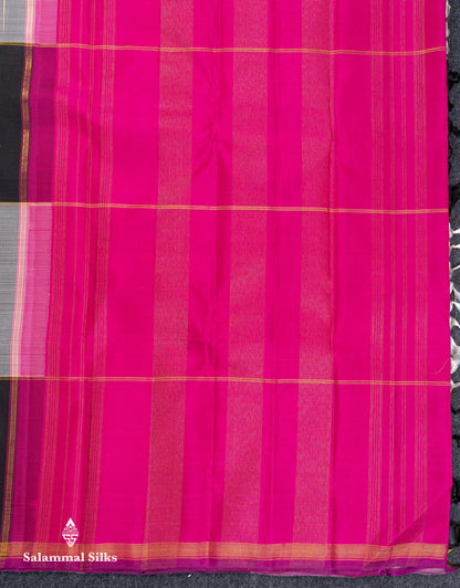 Beautiful Multicolour Checks Malli Moggu Butta Pure Kanjivaram Silk Saree With Contrast Pink Blouse
