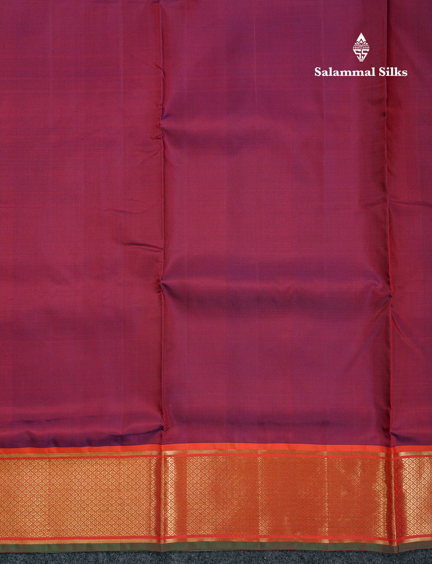 Beautiful Dual Tone Magenta 10 Yards Pure Silk Saree With (5inch) Contrast Orange Traditional Border