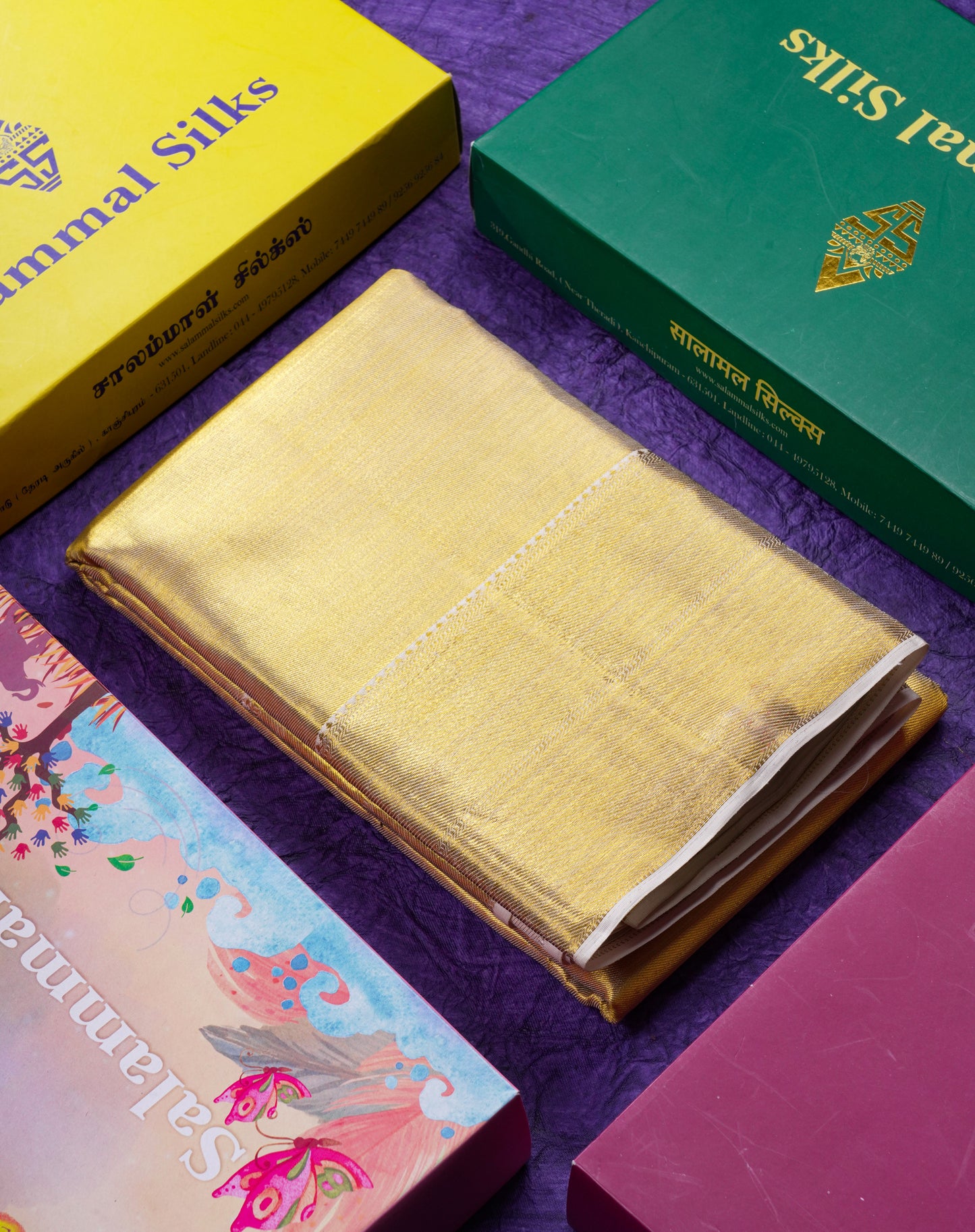 Beautiful Gold Tissue Bridal Pure Kanjivaram Silk Saree With Traditional Border