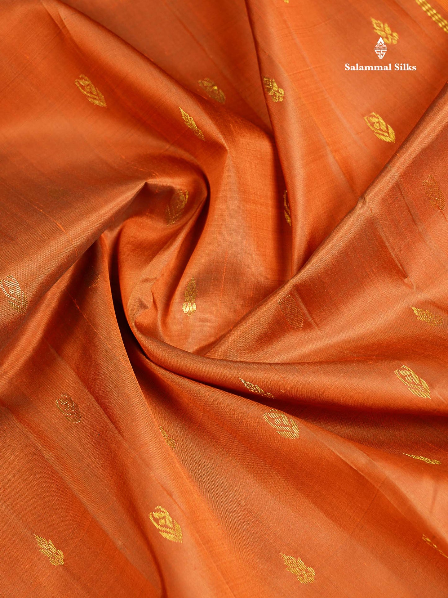 One Side Border Pure Silk Saree - Brown Zari Butta With Contrast Yellow Traditional Border