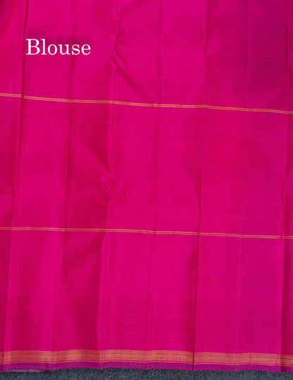 Beautiful Multicolour Checks Malli Moggu Butta Pure Kanjivaram Silk Saree With Contrast Pink Blouse