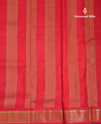 Korvai Beautiful Yellow 10 Yards Pure Silk Saree With (4.1 inch) Contrast Chilly Red Traditional Border