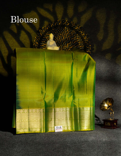 Beautiful Pure Silk Pattu Pavadai (Bottle Green) With Contrast Manthulir Green Blouse 36"
