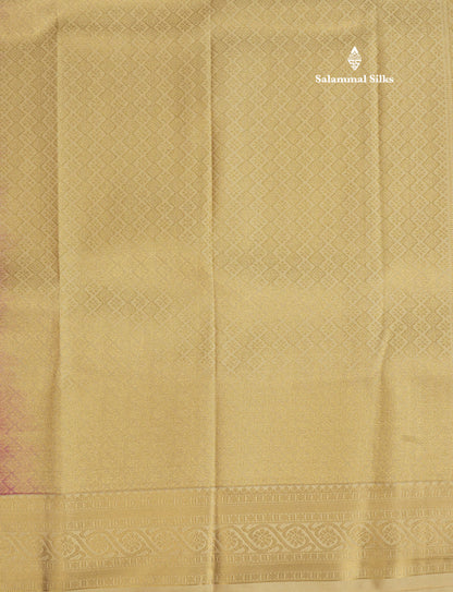 Purple Semi Silk Saree With Contrast Green Fancy Turning Border