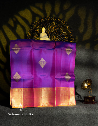Beautiful Pure Silk Pattu Pavadai (Vadamalli) With Contrast Orange Blouse 36"