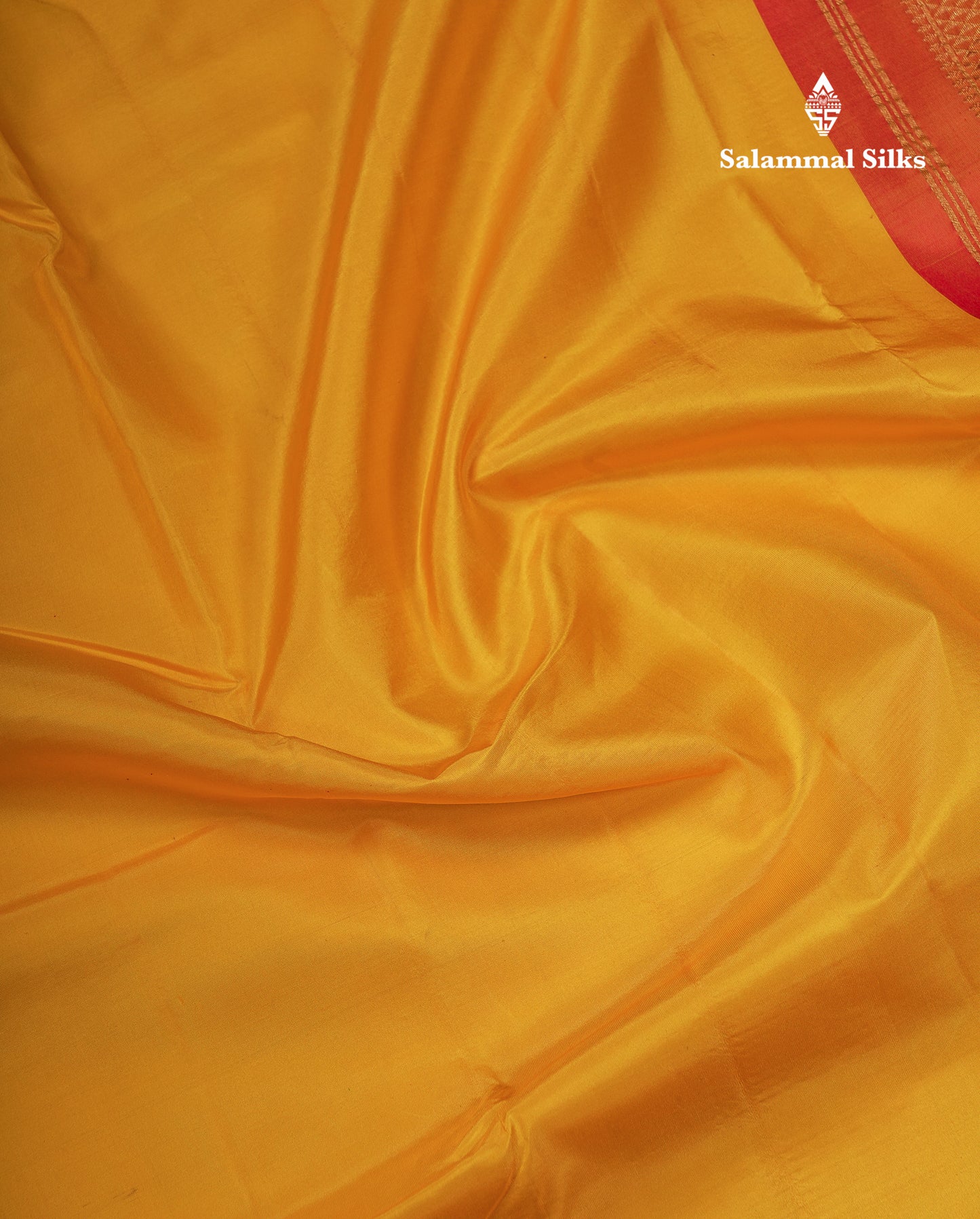 Korvai Beautiful Yellow 10 Yards Pure Silk Saree With (4.1 inch) Contrast Chilly Red Traditional Border