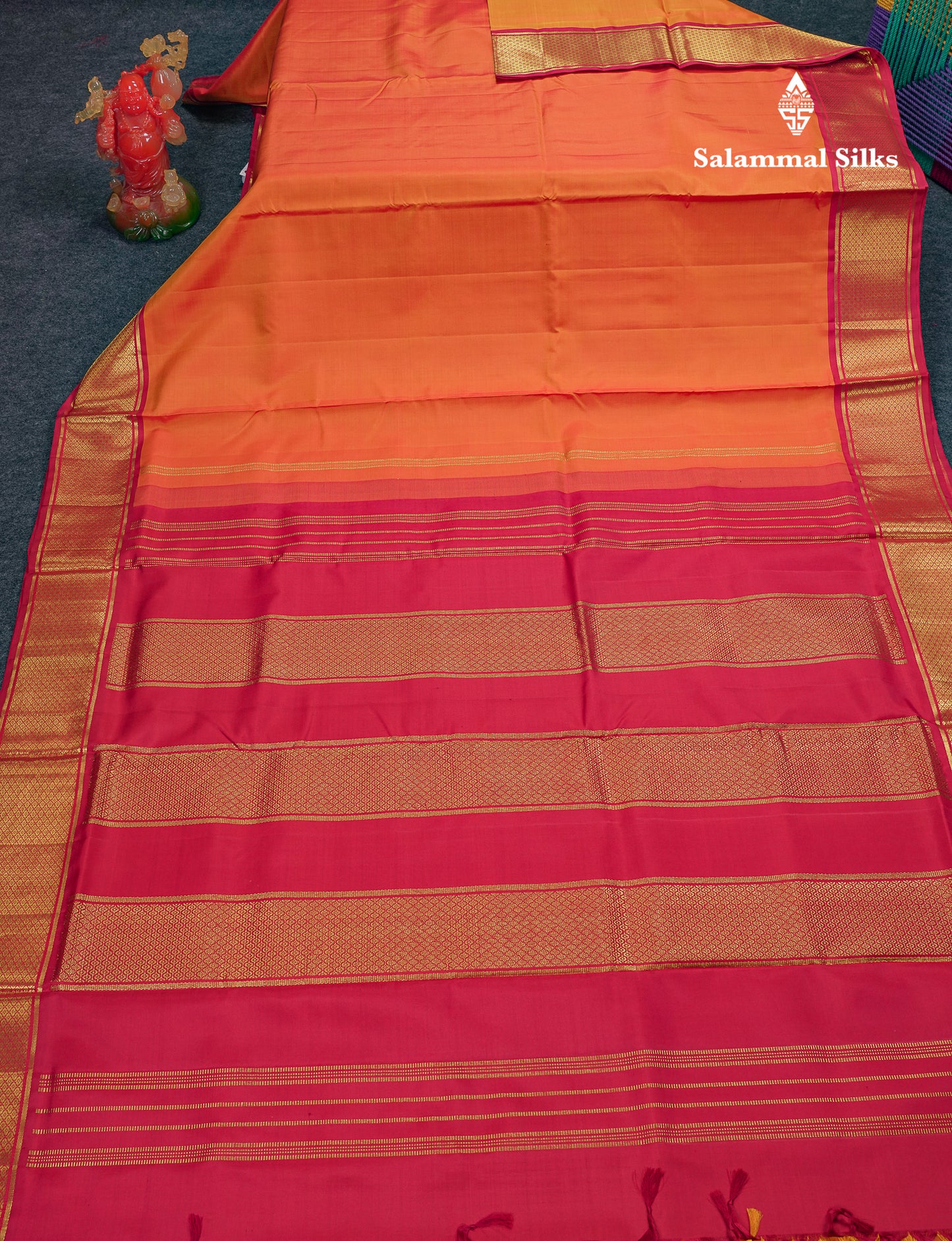 Beautiful Mango Yellow 10 Yards Pure Silk Saree With (5inch) Contrast Maroon Traditional Border