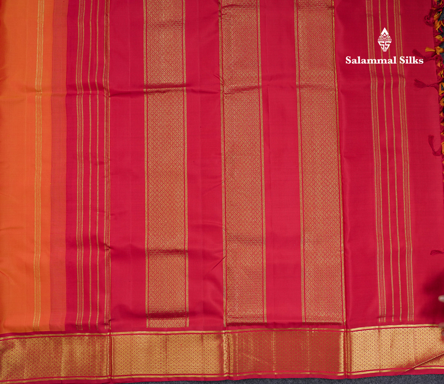 Beautiful Mango Yellow 10 Yards Pure Silk Saree With (5inch) Contrast Maroon Traditional Border