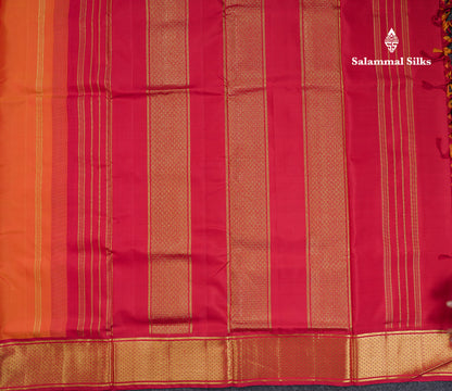 Beautiful Mango Yellow 10 Yards Pure Silk Saree With (5inch) Contrast Maroon Traditional Border