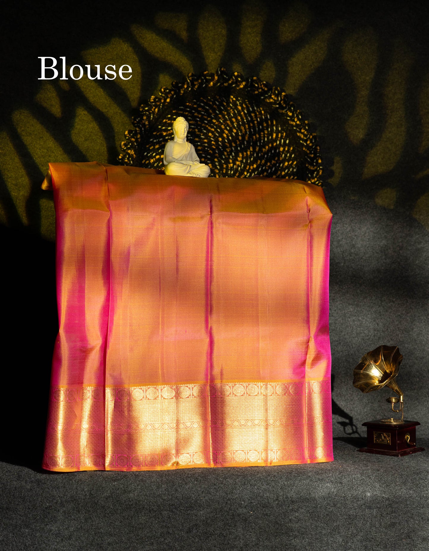 Beautiful Pure Silk Pattu Pavadai (Vadamalli) With Contrast Orange Blouse 36"
