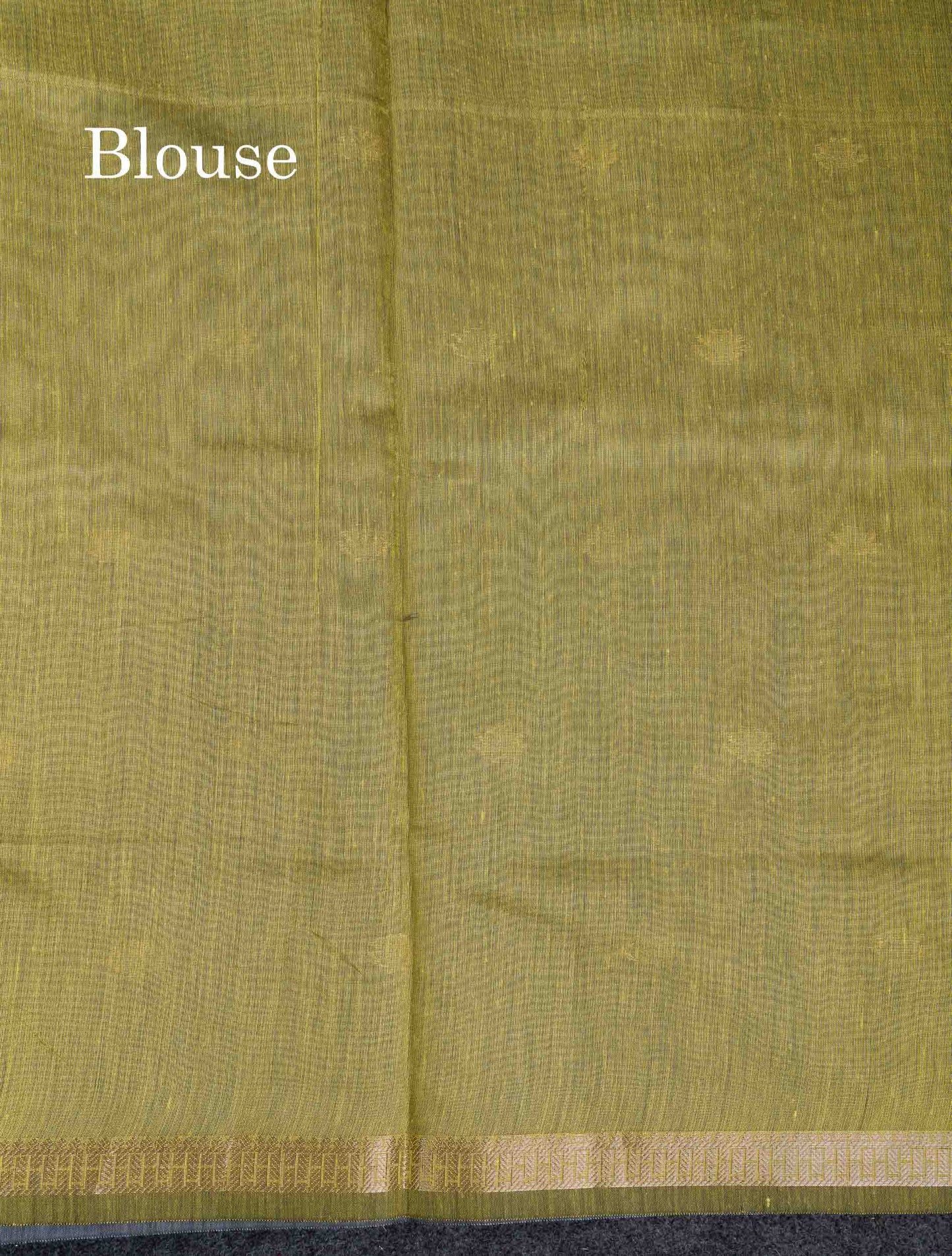 Beautiful Grey Zari Butta Maheshwar Cotton Saree With Contrast Manthulir Green Blouse