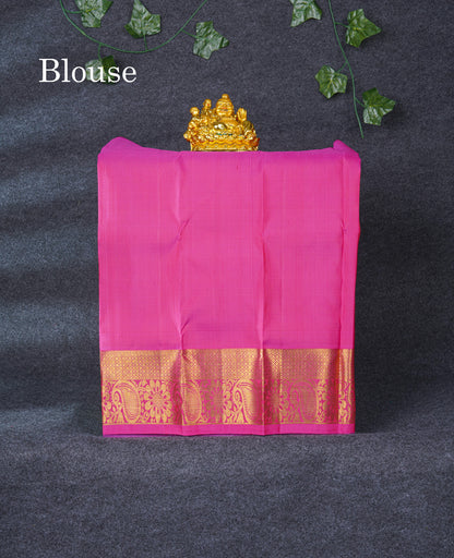 Pure Silk Pattu Pavadai (Dark Bottle Green) With Pink Blouse 20"