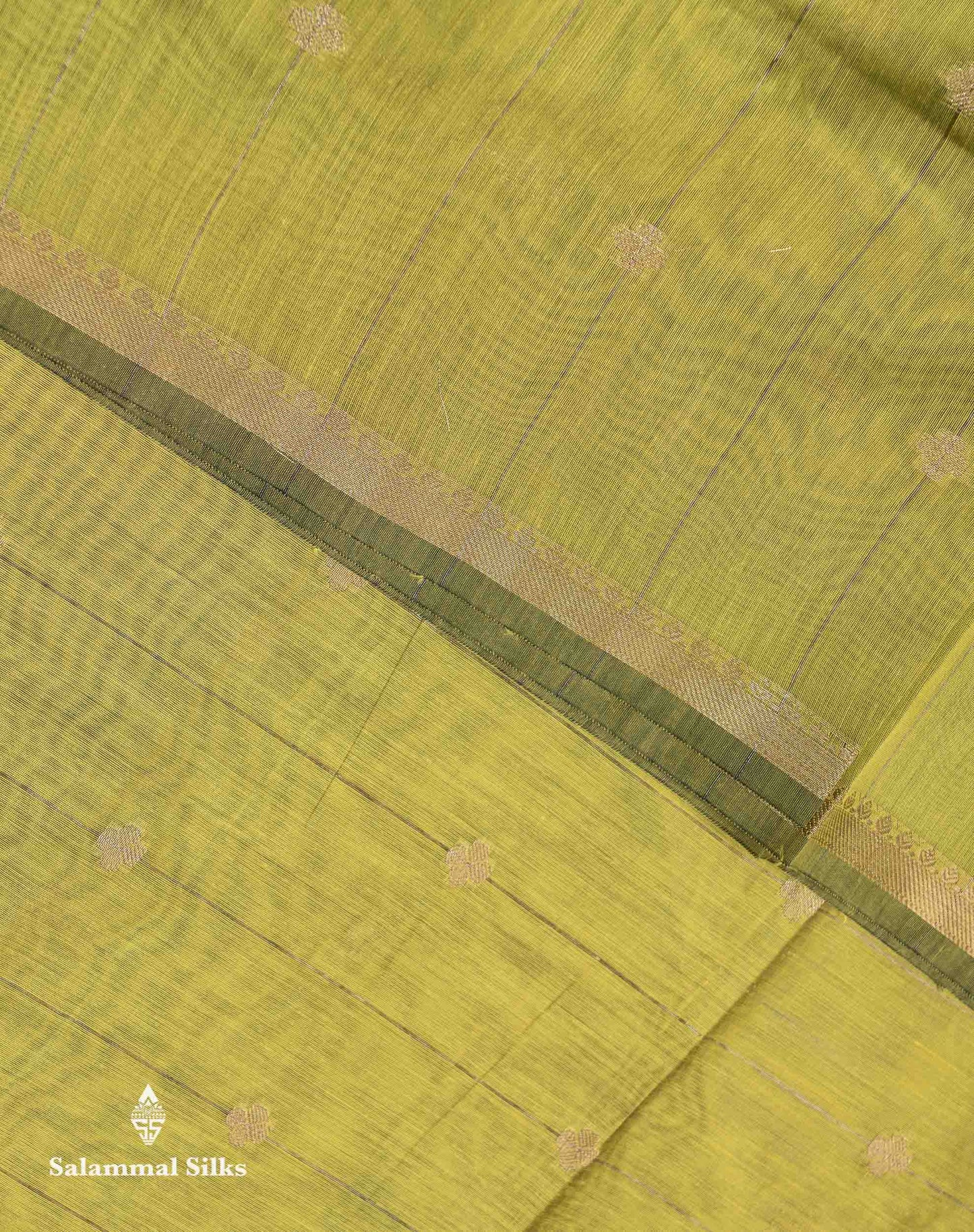 Beautiful Manthulir Green Lines With Zari Butta Maheshwar Cotton Saree With Contrast Black Blouse