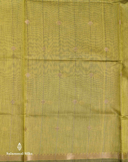 Beautiful Manthulir Green Lines With Zari Butta Maheshwar Cotton Saree With Contrast Black Blouse