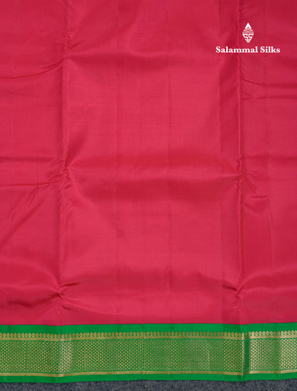 Korvai Beautiful Dual Tone Pink 10 Yards Pure Silk Saree With (4.1 inch) Contrast Green Traditional Border