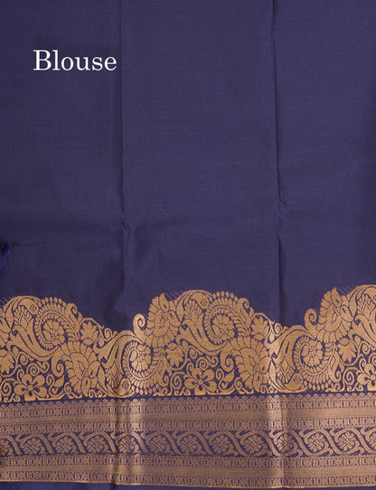 Purple Semi Silk Saree With Contrast Green Fancy Turning Border