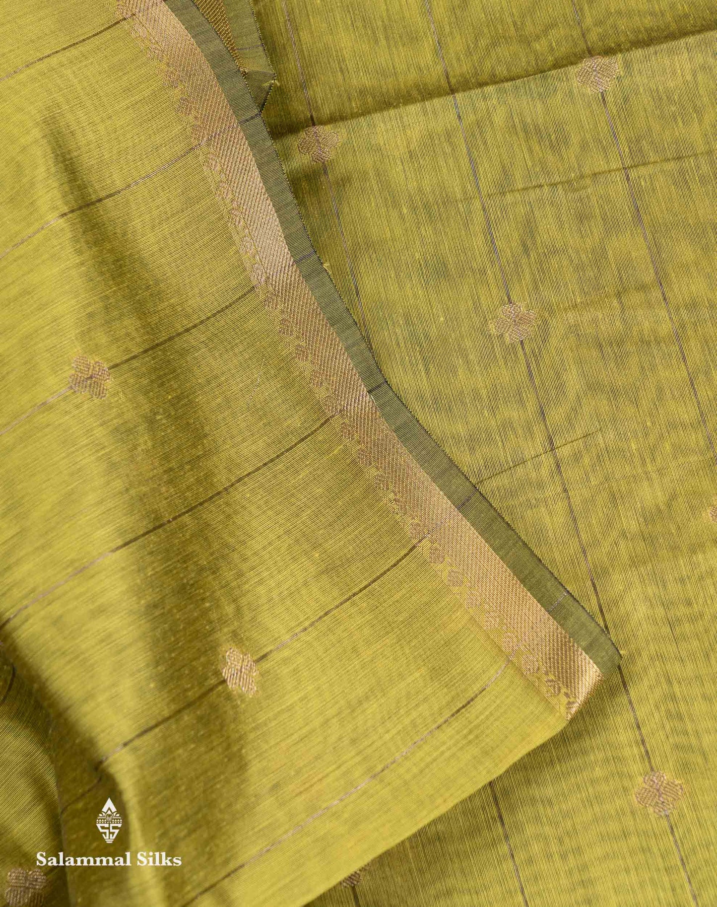 Beautiful Manthulir Green Lines With Zari Butta Maheshwar Cotton Saree With Contrast Black Blouse