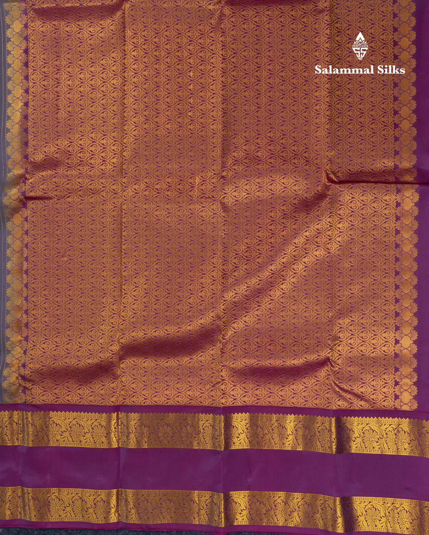Light Elephant Grey Puremix Silk Saree With Contrast Vadamalli Traditional Rettapet Border