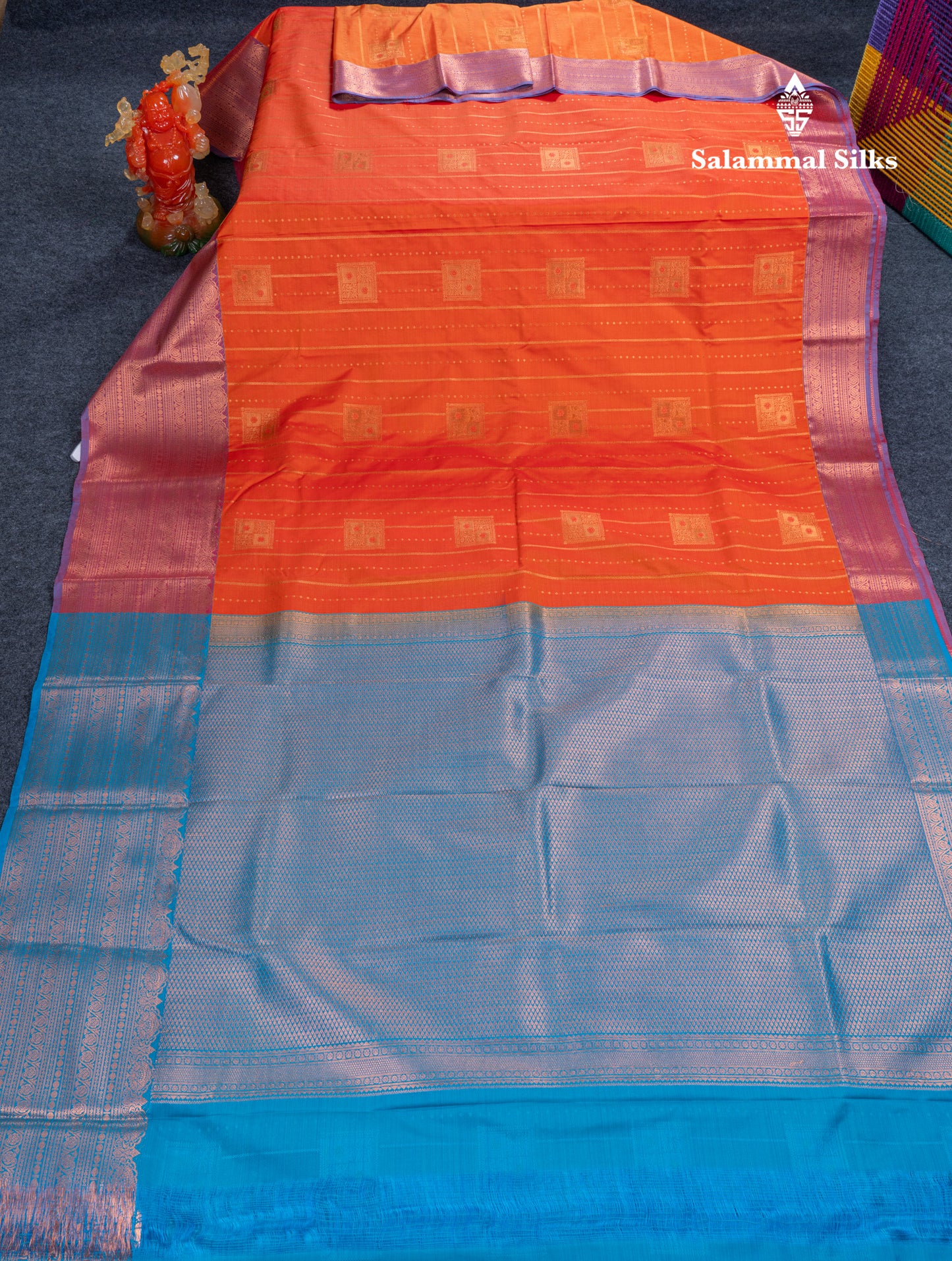 Rust Orange Semi Silk Saree With Traditional Evening Morning Border