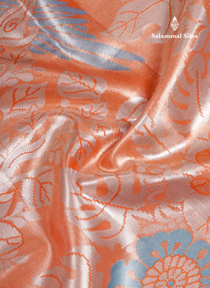 Light Chocolate Bridal Semi Silk Saree With Contrast Light Green Evening Morning Border