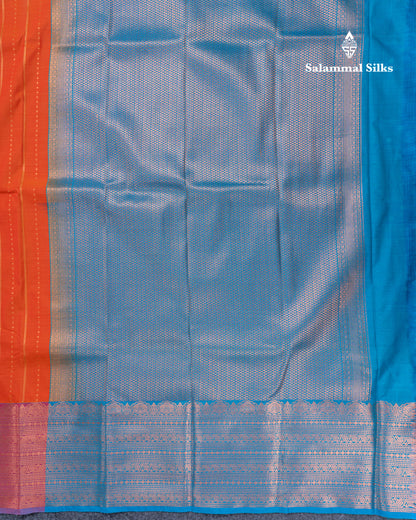 Rust Orange Semi Silk Saree With Traditional Evening Morning Border