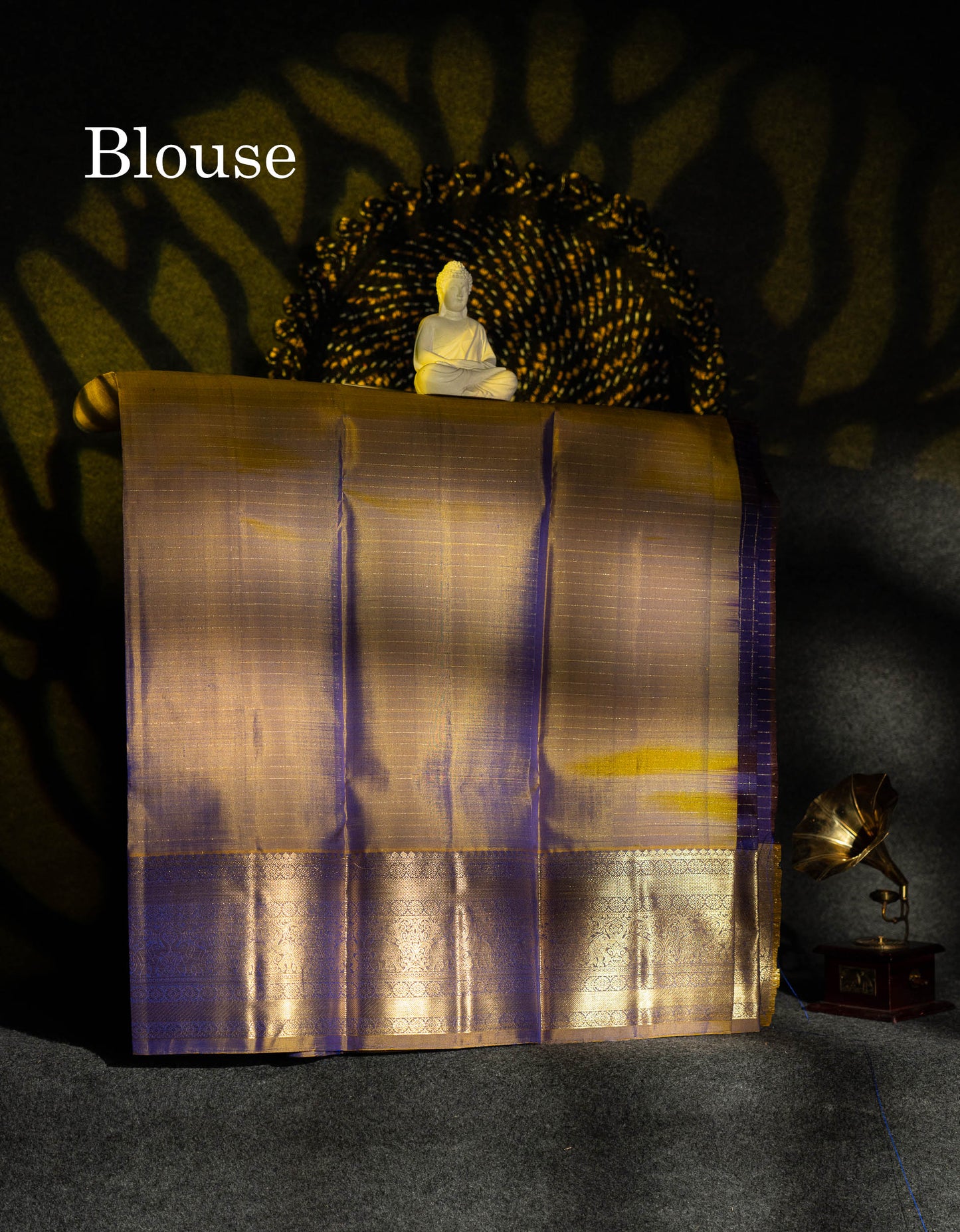 Beautiful Pure Silk Pattu Pavadai Checks(Dual Tone Bottle Green) With Contrast Manthulir Green Blouse 36"