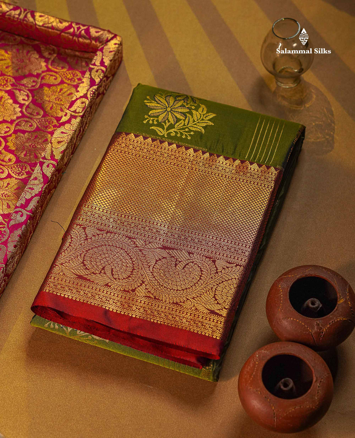 Semi Silk Saree - Grey Colour Body With Contrast Maroon Evening Morning Border