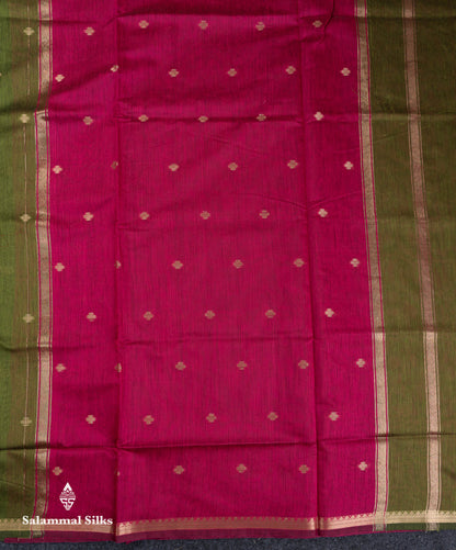 Beautiful Manthulir Green Lines With Zari Butta Maheshwar Cotton Saree With Contrast Black Blouse