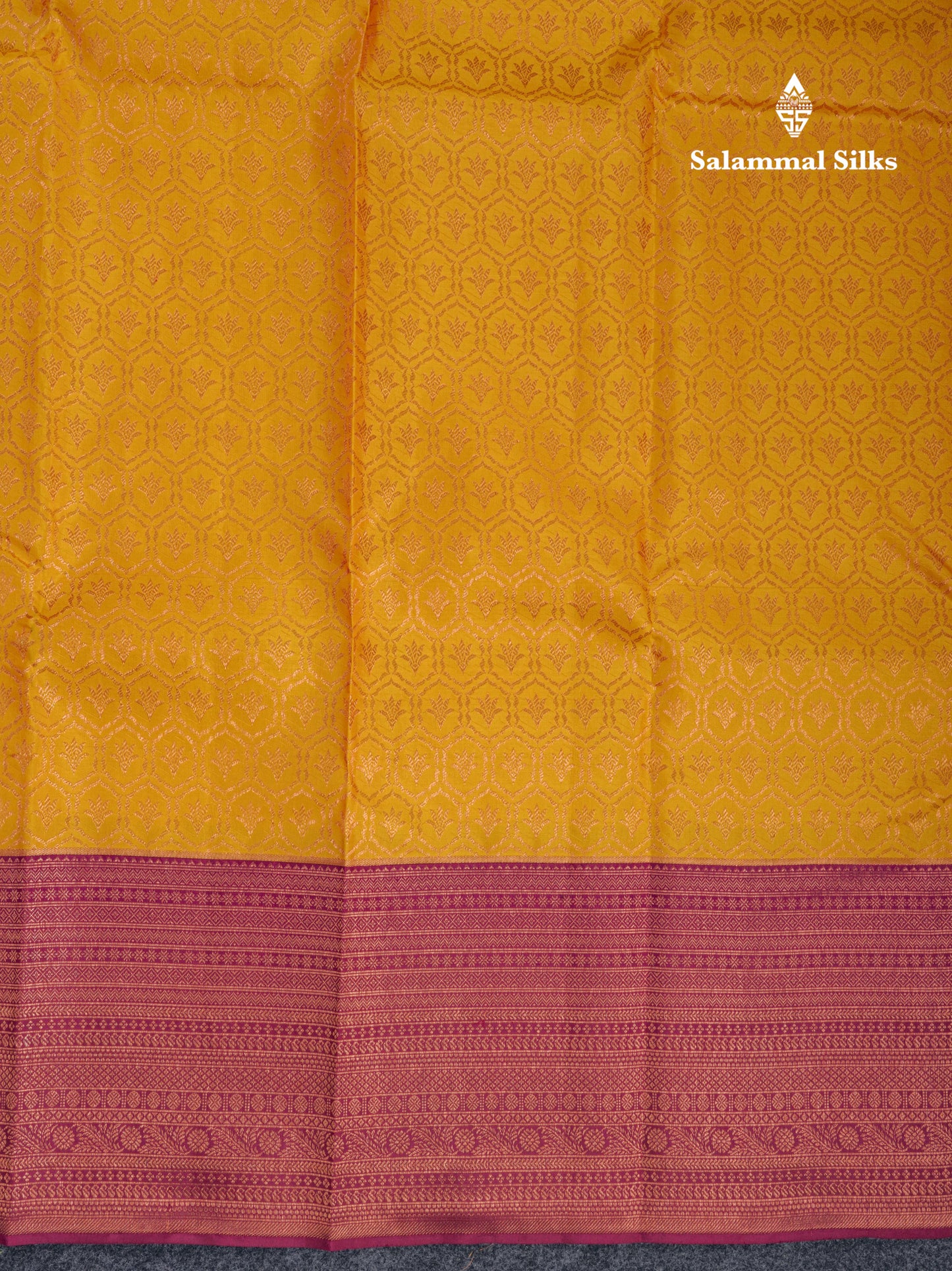 Beautiful Yellow Bridal Kanjivaram Pure Silk Saree With Dark Magenta Designer Blouse
