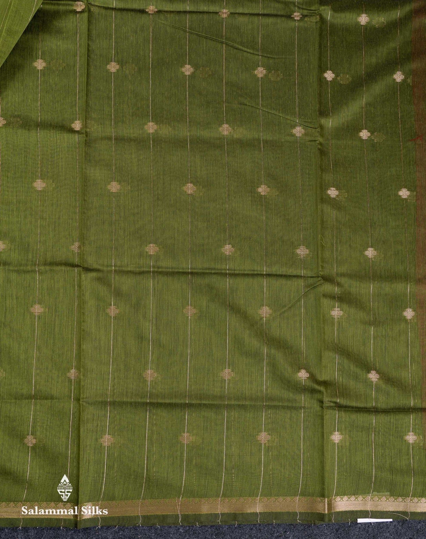 Beautiful Manthulir Green Lines With Zari Butta Maheshwar Cotton Saree With Contrast Black Blouse