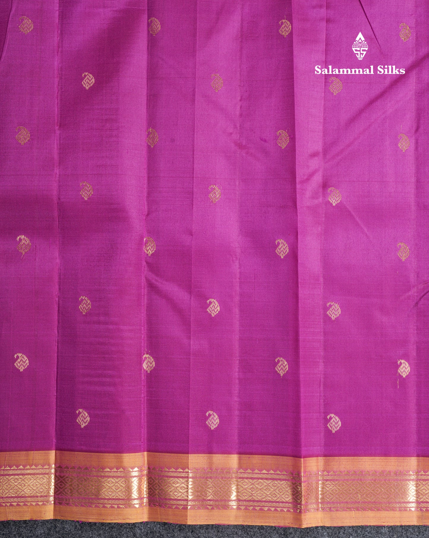 Purple Pure Kanjivaram Silk Saree With Contrast Mustard Yellow One Side Border