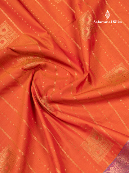 Rust Orange Semi Silk Saree With Traditional Evening Morning Border