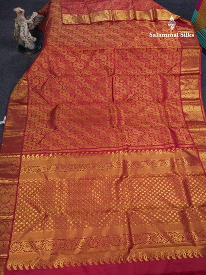 Maroon Beautiful Bridal Kanjivaram Pure Silk Saree With Self Gold Zari Border