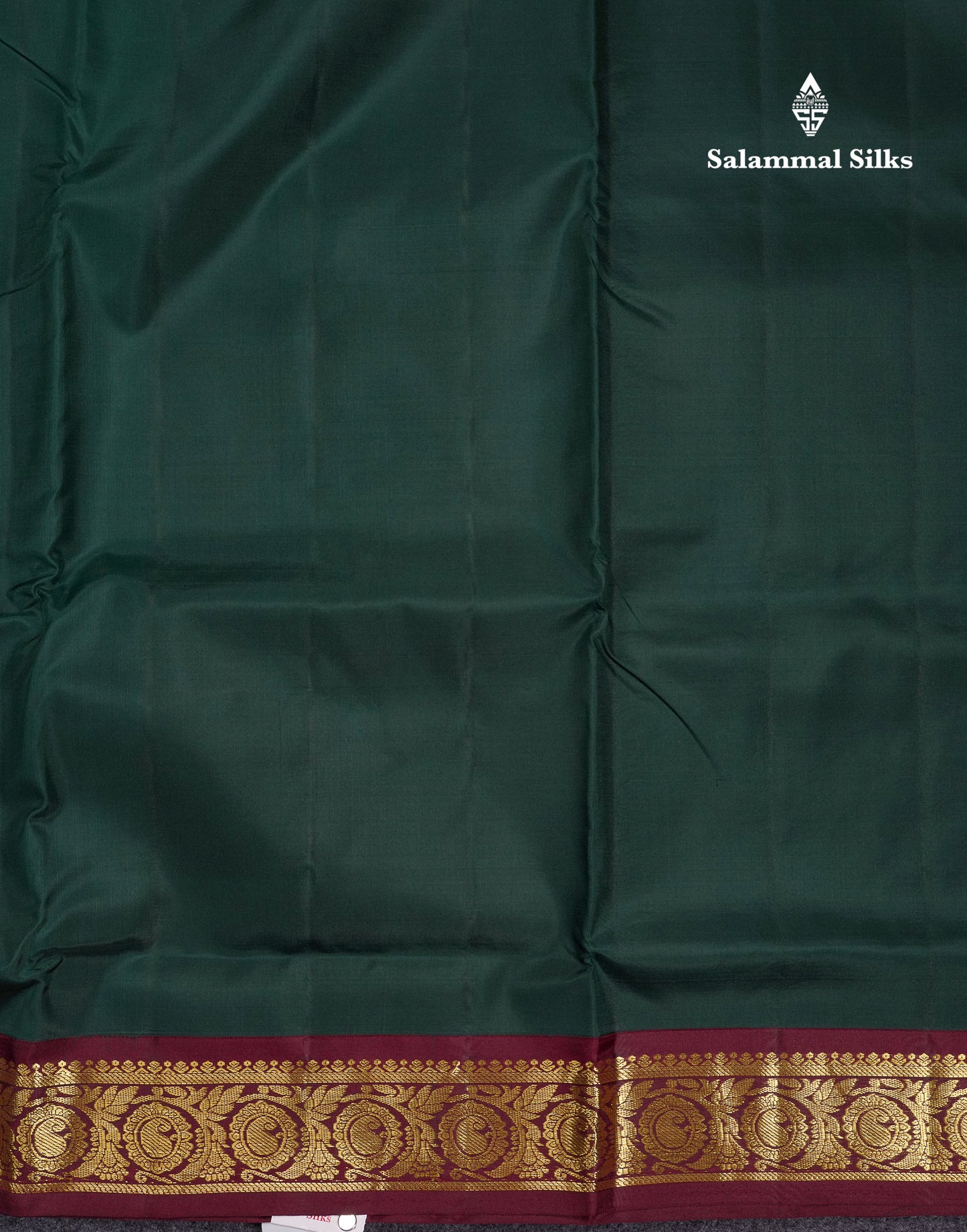 Beautiful Bottle Green 9Yards Pure Silk Saree With (3.6 inch) Contrast Dark Brown Traditional Border