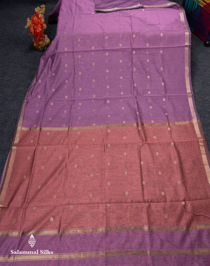 Beautiful Grey Zari Butta Maheshwar Cotton Saree With Contrast Manthulir Green Blouse
