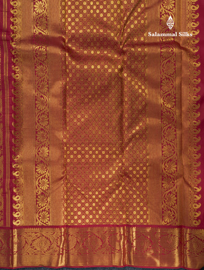 Maroon Beautiful Bridal Kanjivaram Pure Silk Saree With Self Gold Zari Border