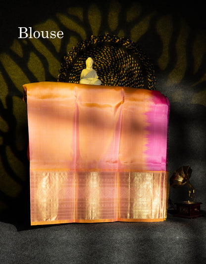 Beautiful Pure Silk Pattu Pavadai (Light Pink) With Contrast Orange Blouse 36"
