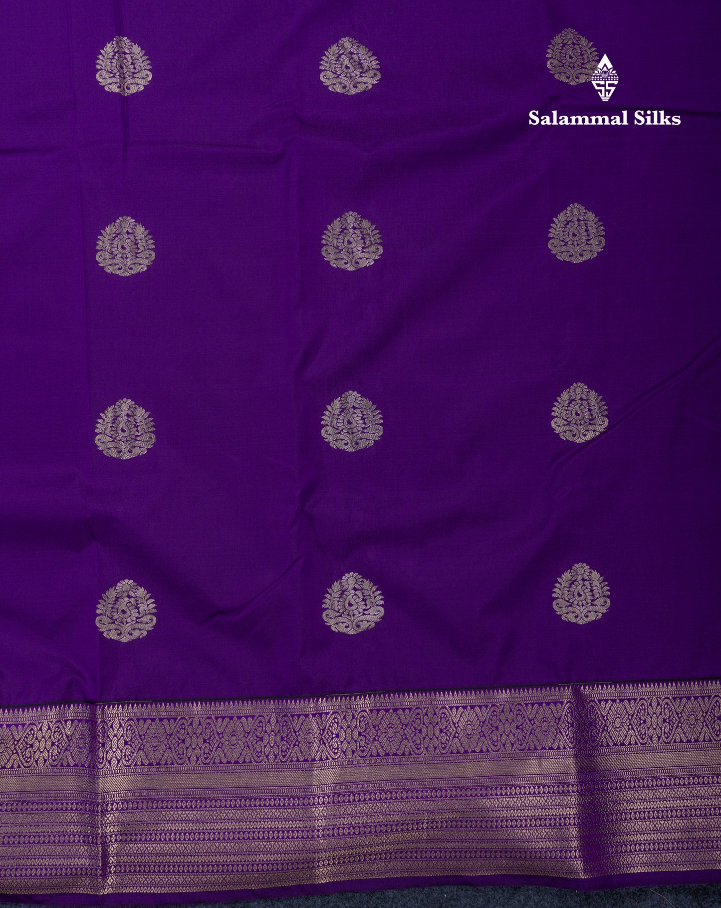 Dark Purple Semi Silk Saree With Traditional Border