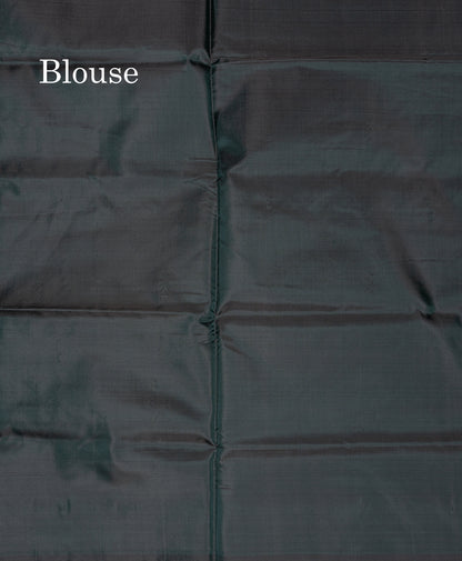 Dark Peach Banana Pinth Saree (Vaazhainaar Pattu) With Contrast Bottle Green Blouse