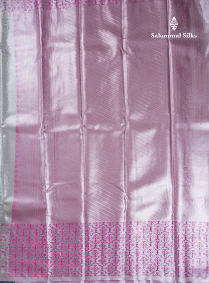 Silver Bridal Tissue Semi Silk Saree With Menakari Work Fancy Evening Morning Border