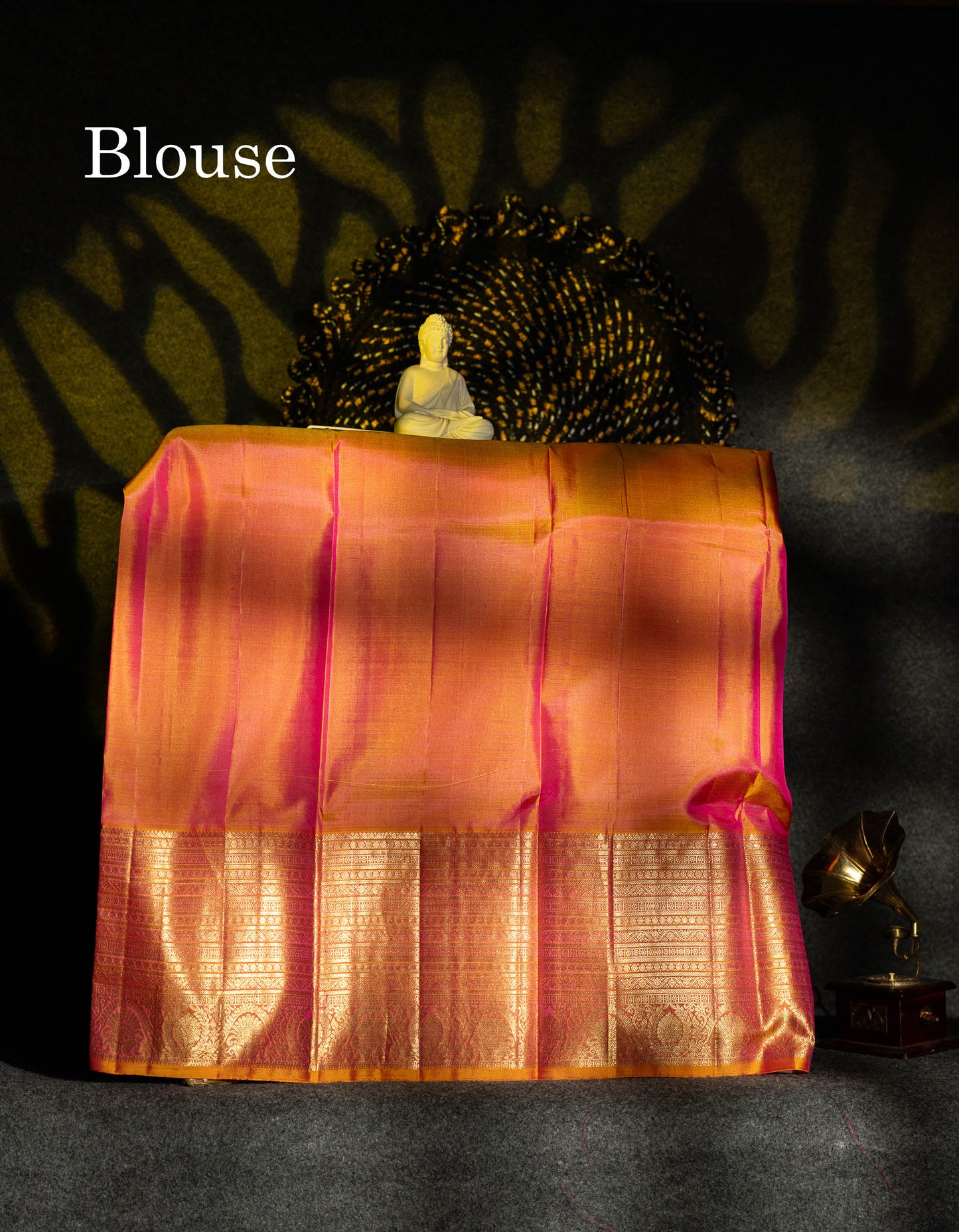 Beautiful Pure Silk Pattu Pavadai (Pink) With Contrast Orange Blouse 36"