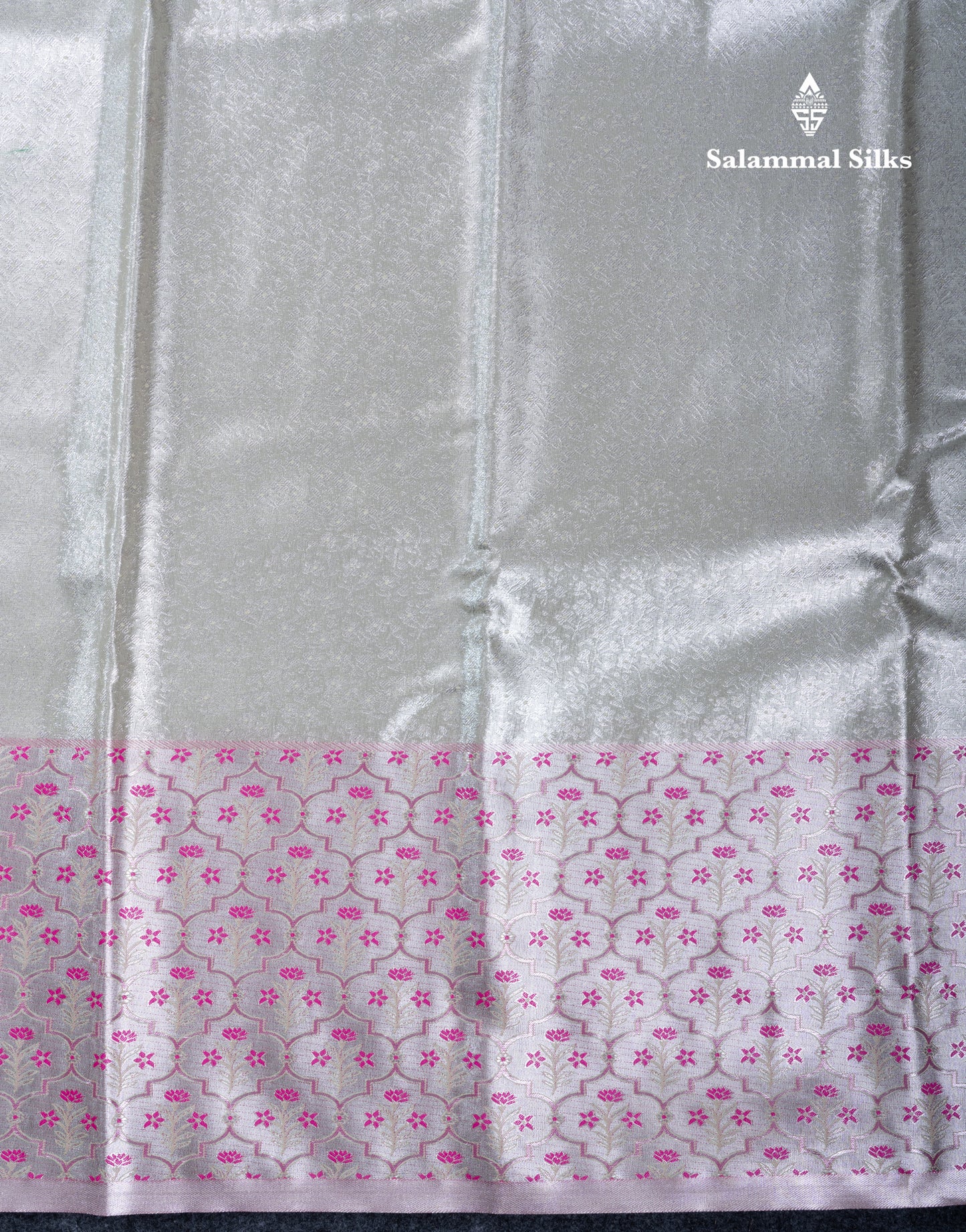 Silver Bridal Tissue Semi Silk Saree With Menakari Work Fancy Evening Morning Border