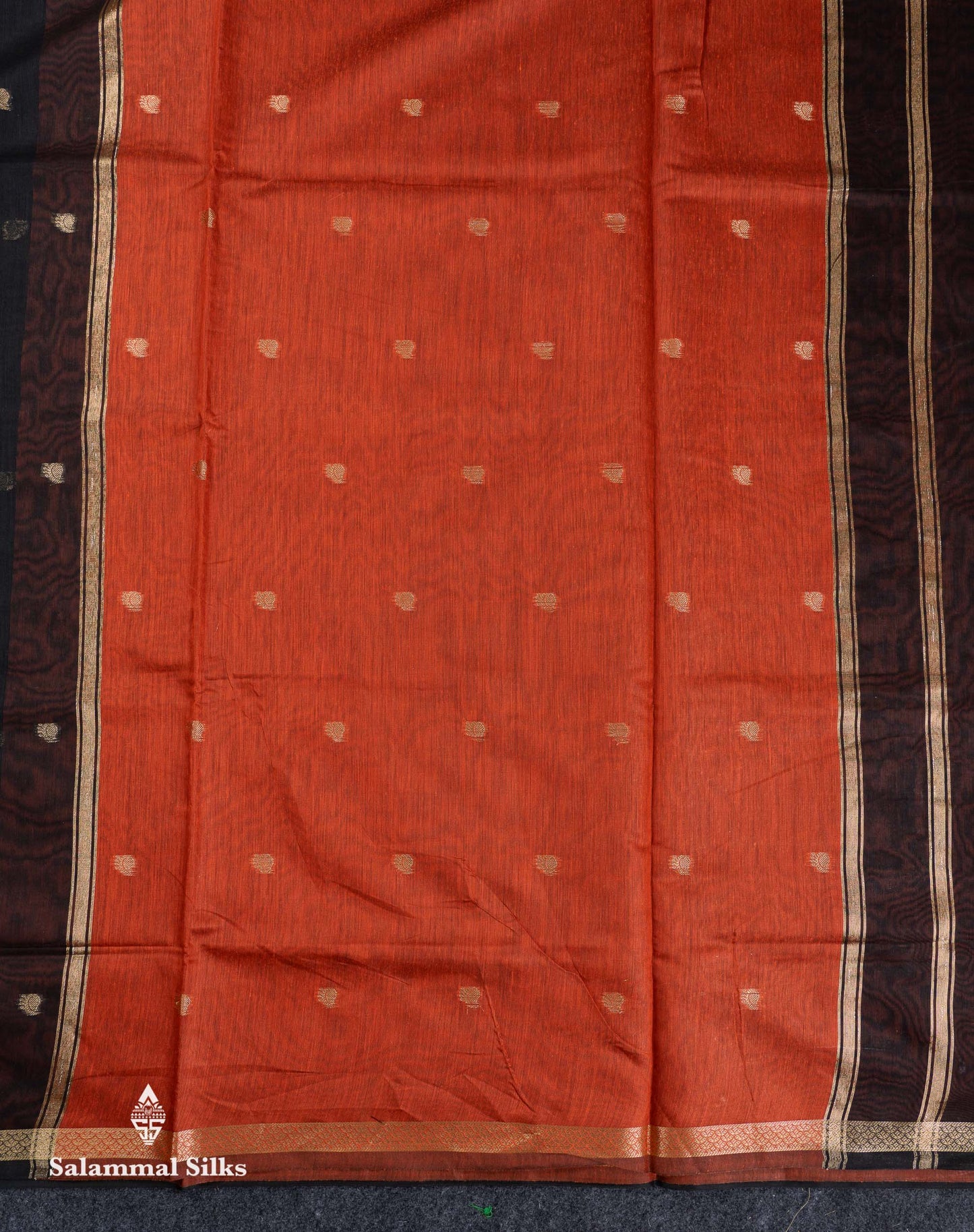 Beautiful Black Zari Butta Maheshwar Cotton Saree With Contrast Dual Tone Brown Blouse