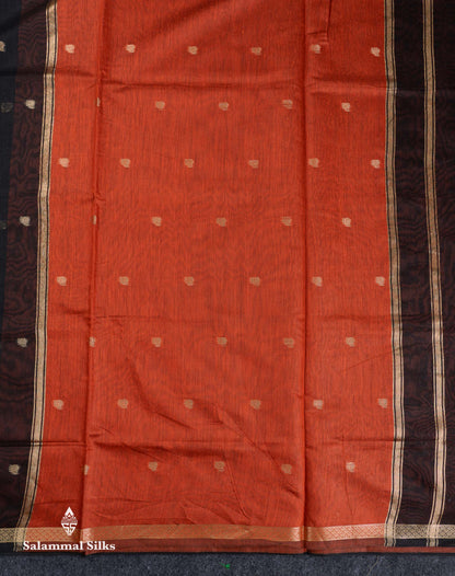 Beautiful Black Zari Butta Maheshwar Cotton Saree With Contrast Dual Tone Brown Blouse