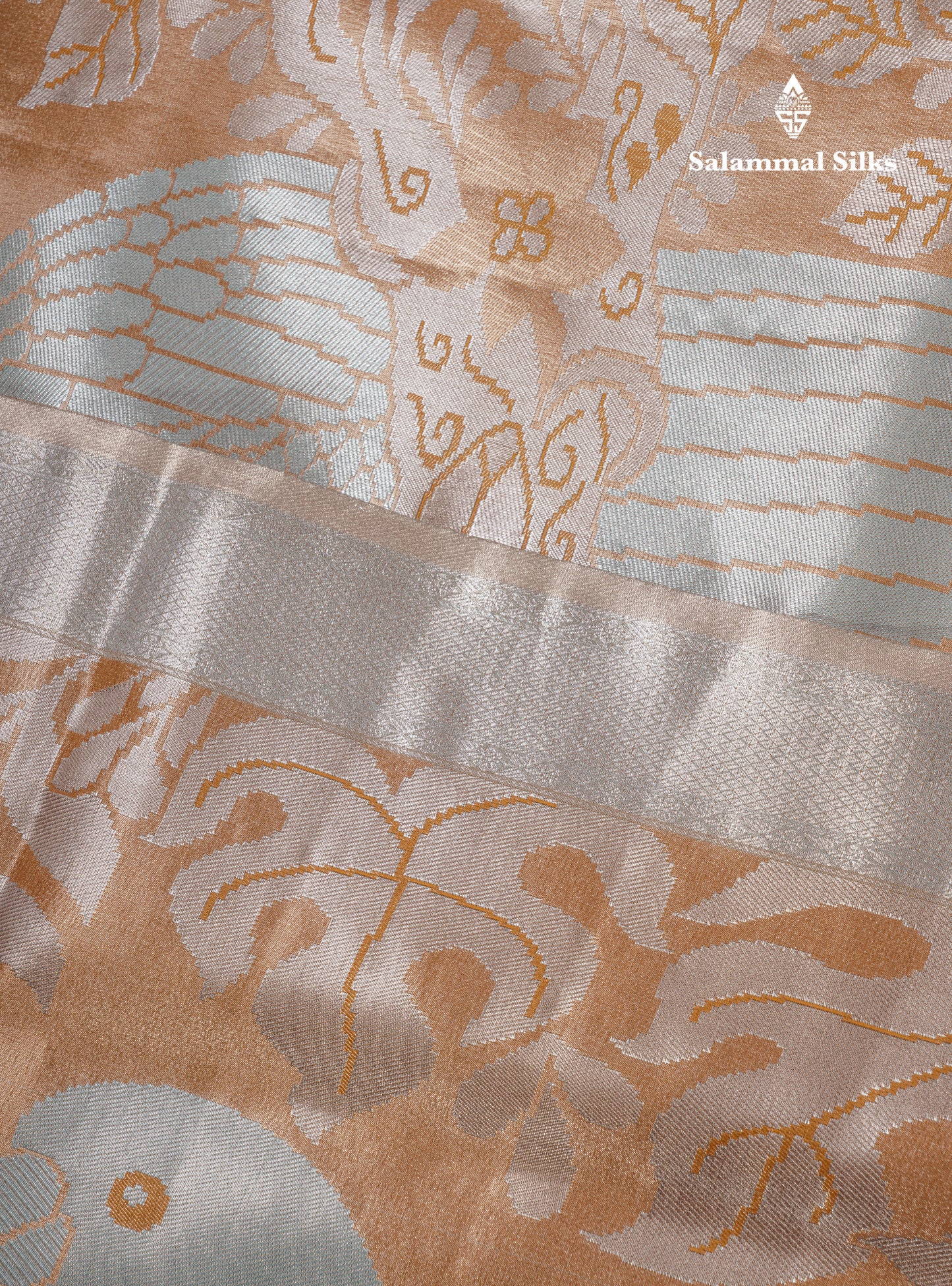 Light Chocolate Bridal Semi Silk Saree With Contrast Light Green Evening Morning Border