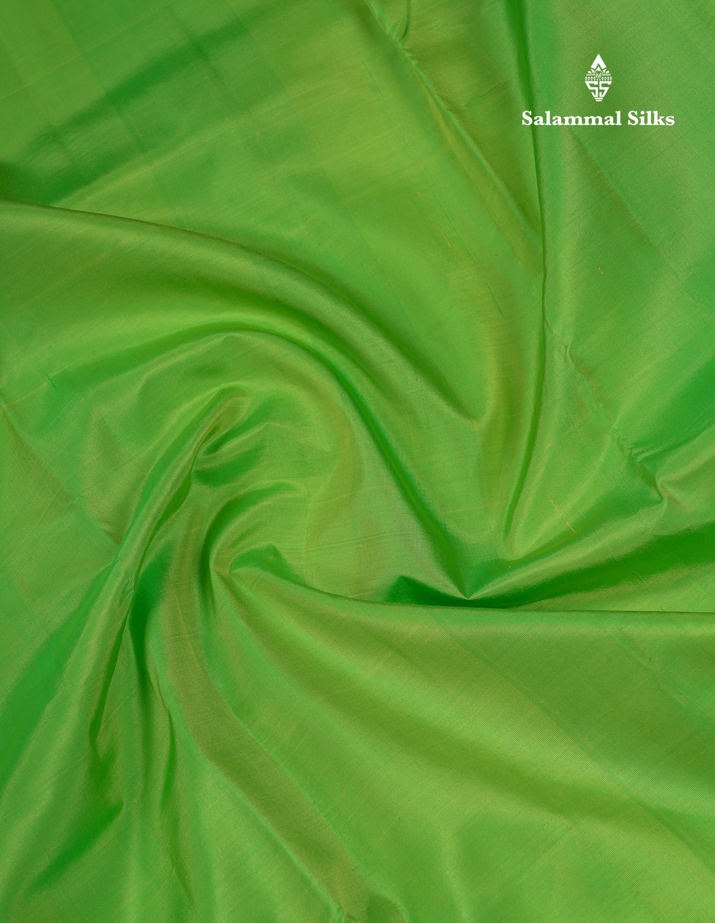 Korvai Beautiful Parrot Green 10 Yards Pure Silk Saree With (4.1 inch) Contrast Dark Brown Traditional Border