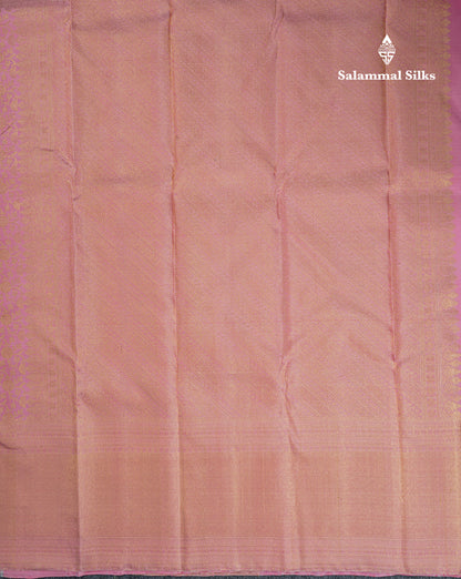 Baby Pink Bridal Kanjivaram Pure Silk Saree With Self Gold Zari Long Border