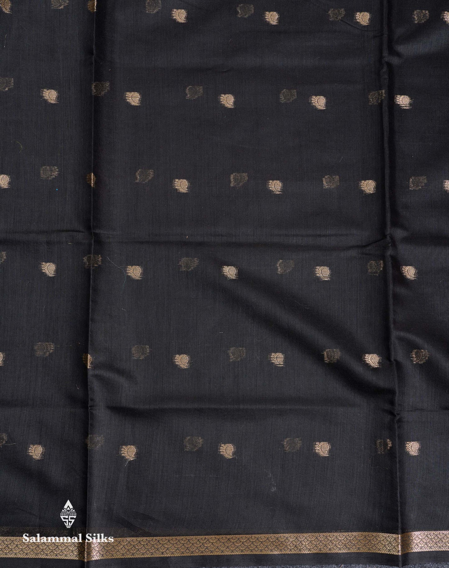 Beautiful Black Zari Butta Maheshwar Cotton Saree With Contrast Dual Tone Brown Blouse