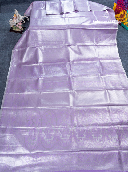 Lavender Bridal Tissue Semi Silk Saree With Traditional Evening Morning Border