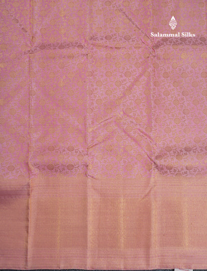 Baby Pink Bridal Kanjivaram Pure Silk Saree With Self Gold Zari Long Border